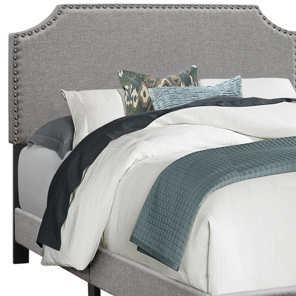 Gray Solid and Manufactured Wood Full Upholstered Faux Leather Bed Frame-Standard Beds-DECOROLALA