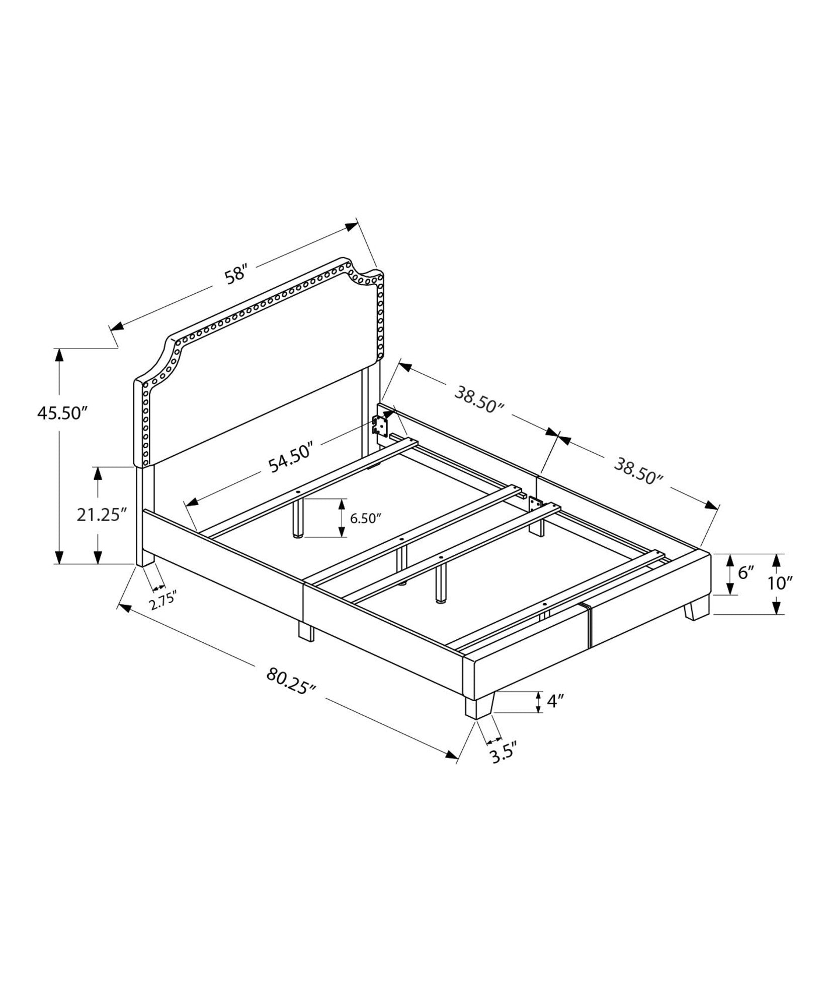 Gray Solid and Manufactured Wood Full Upholstered Faux Leather Bed Frame-Standard Beds-DECOROLALA