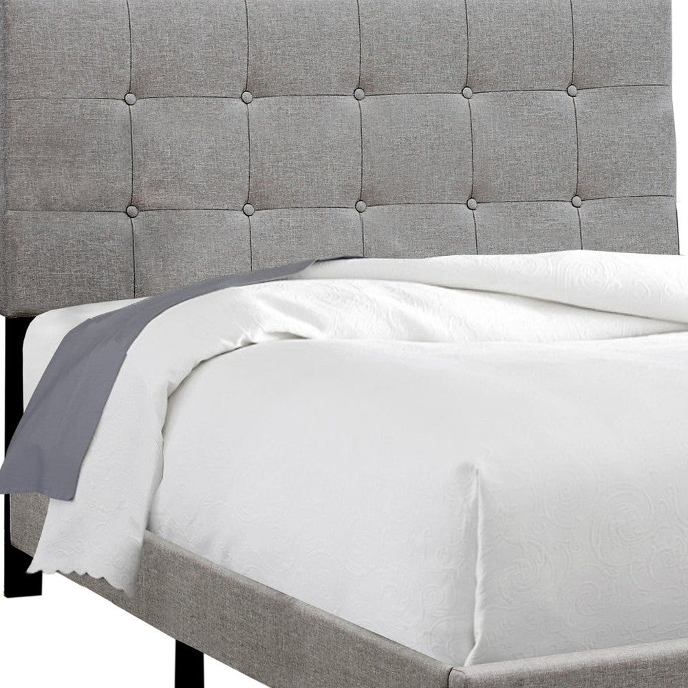 Gray Solid and Manufactured Wood Full Upholstered Linen Bed Frame-Standard Beds-DECOROLALA