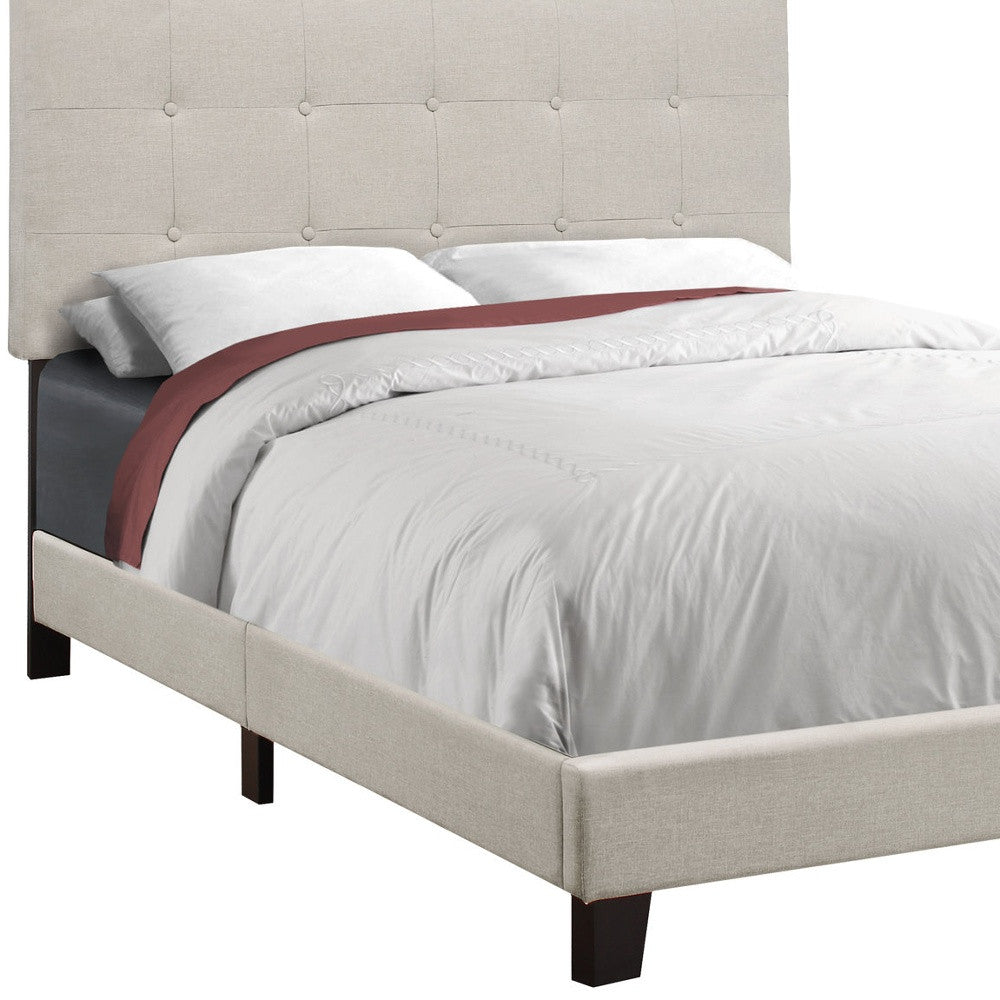 Gray Solid and Manufactured Wood Full Upholstered Linen Bed Frame-Standard Beds-DECOROLALA