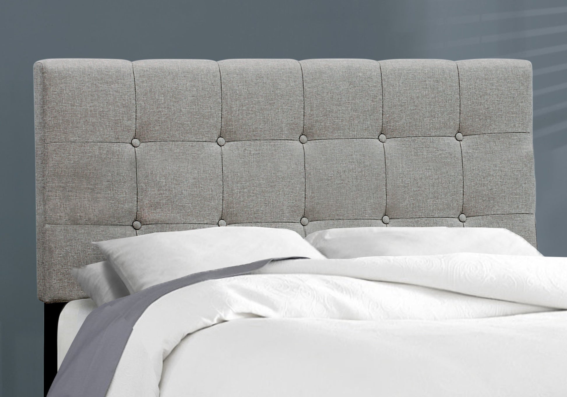 Gray Solid and Manufactured Wood Full Upholstered Linen Bed Frame-Standard Beds-DECOROLALA