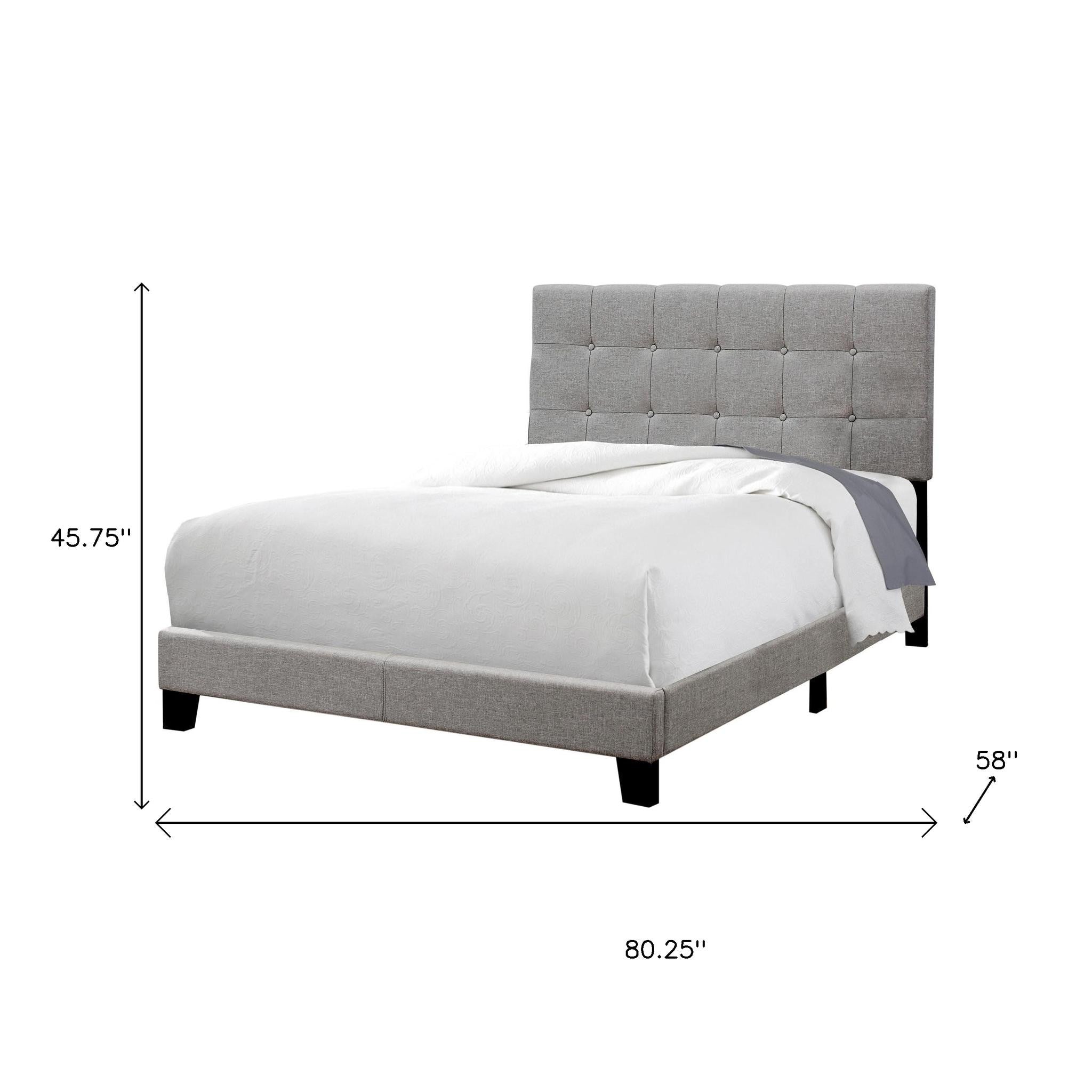 Gray Solid and Manufactured Wood Full Upholstered Linen Bed Frame-Standard Beds-DECOROLALA