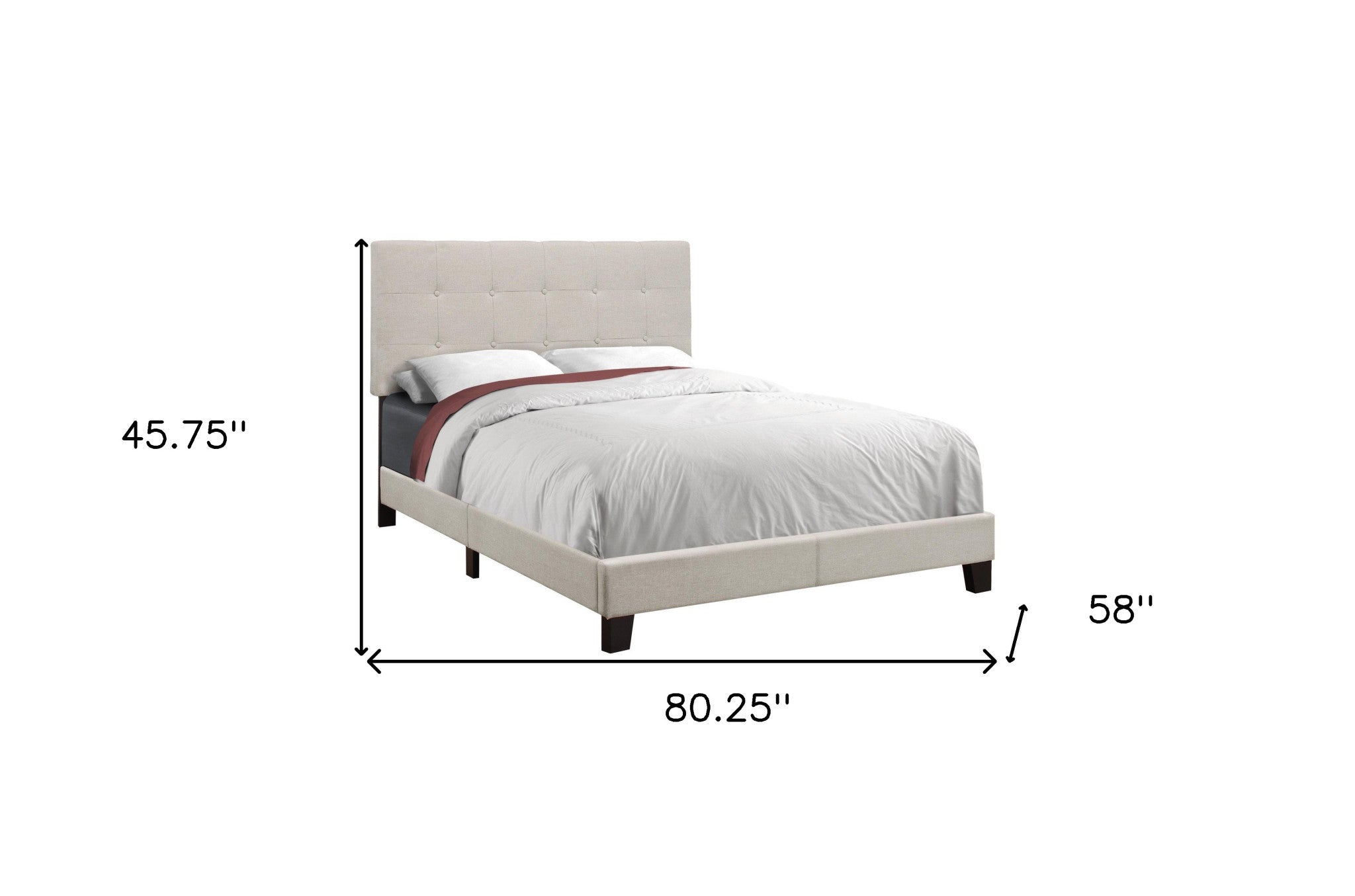 Gray Solid and Manufactured Wood Full Upholstered Linen Bed Frame-Standard Beds-DECOROLALA