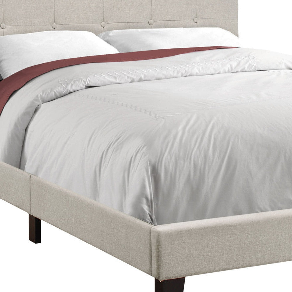 Gray Solid and Manufactured Wood Full Upholstered Linen Bed Frame-Standard Beds-DECOROLALA