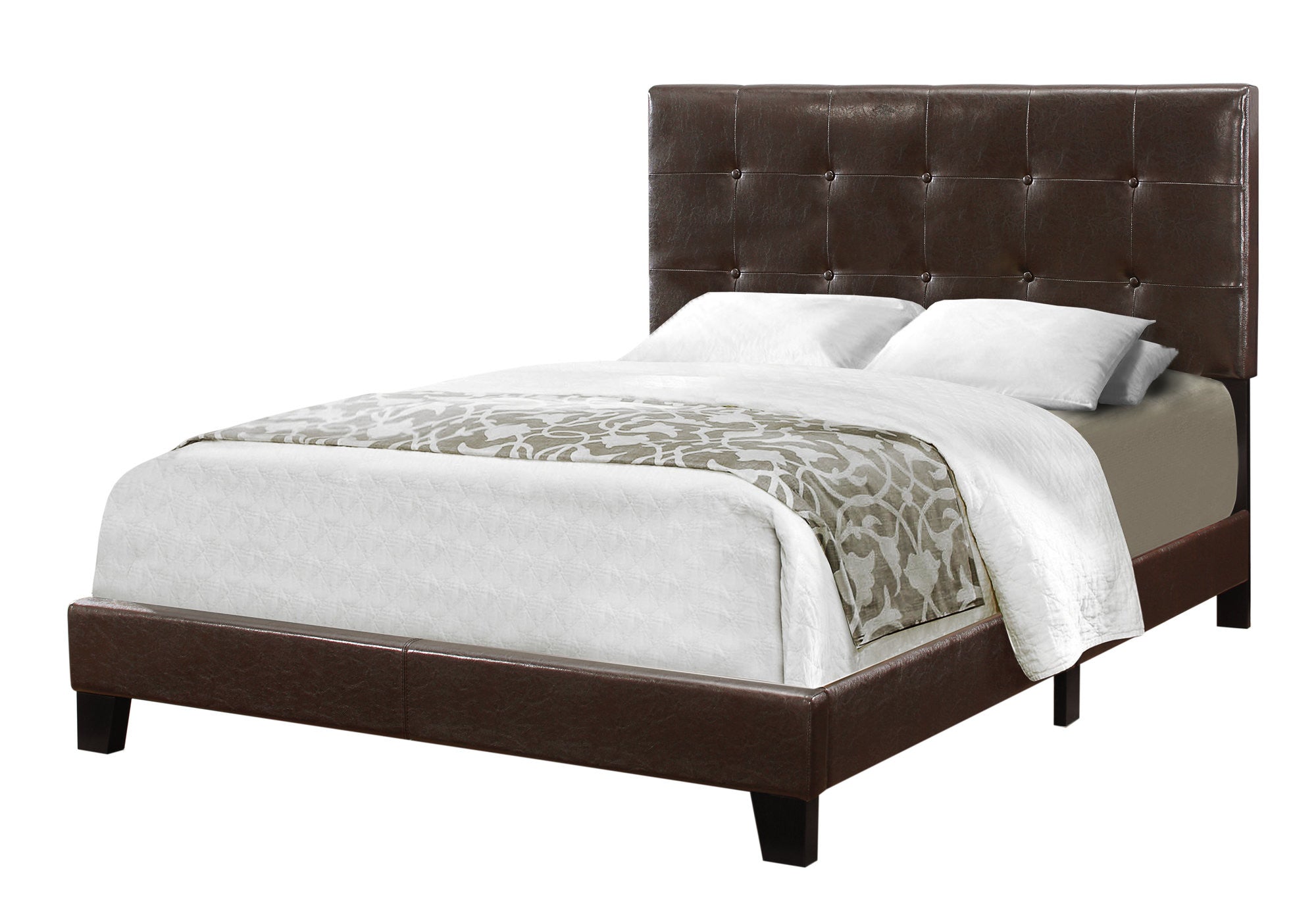 Gray Solid and Manufactured Wood Full Upholstered Linen Bed Frame-Standard Beds-DECOROLALA
