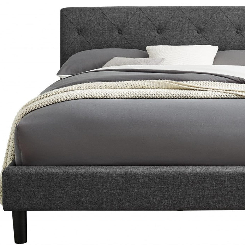 Gray Tufted Upholstered Queen Bed Frame-Standard Beds-DECOROLALA