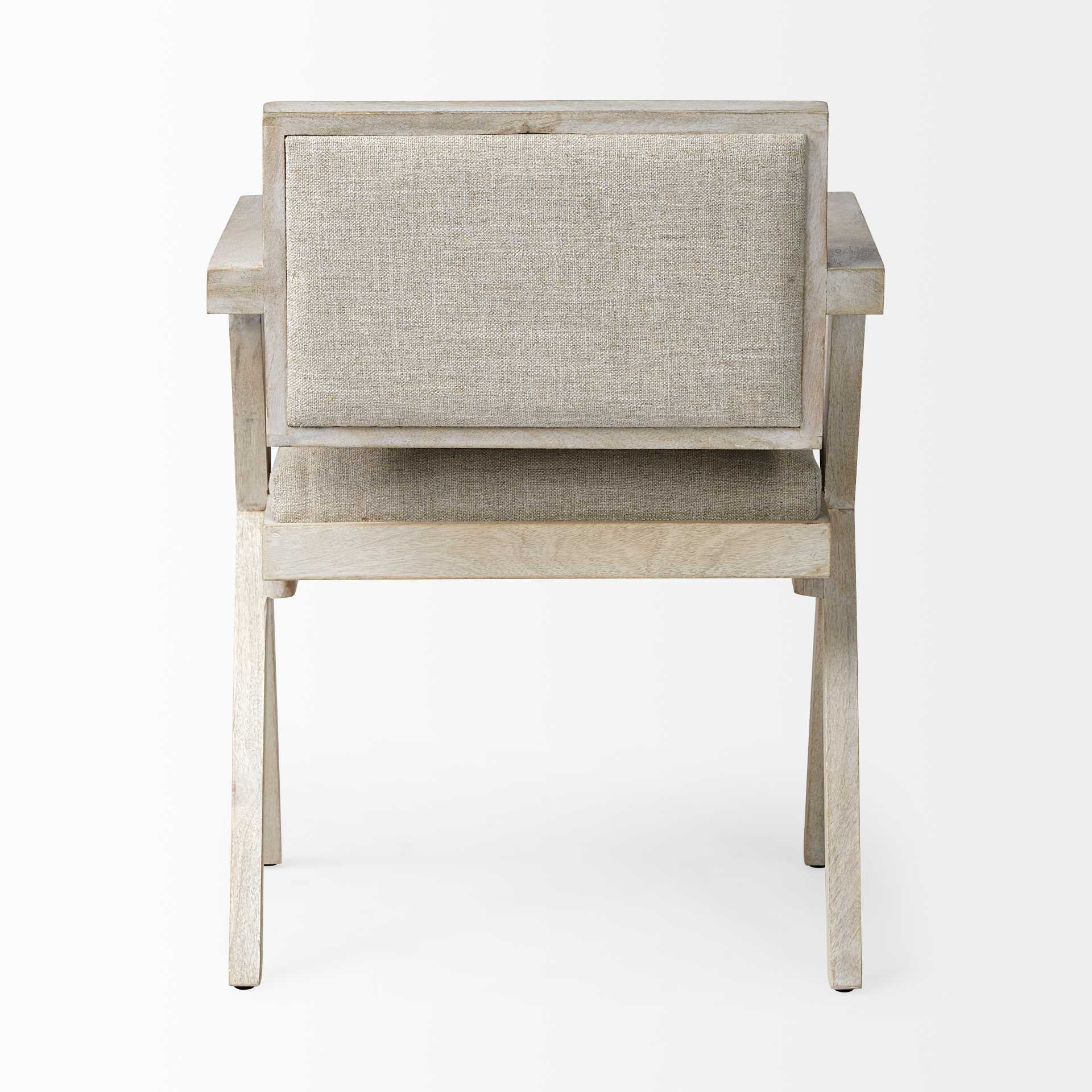 Gray Upholstered Fabric Open Back Dining Arm Chair-Dining Chairs-DECOROLALA