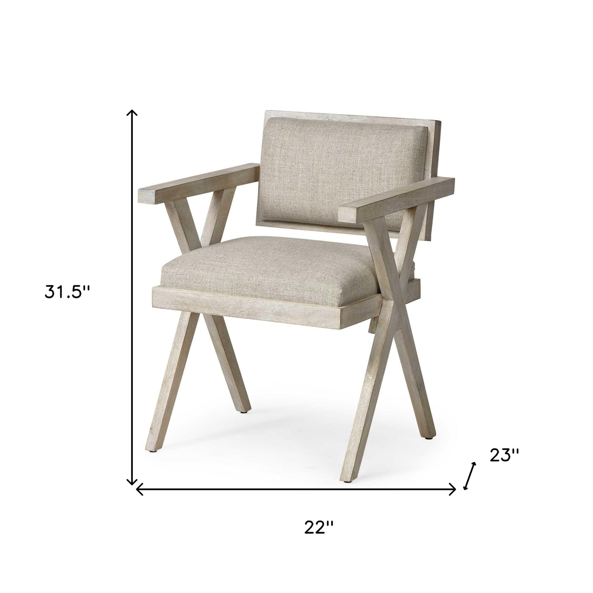 Gray Upholstered Fabric Open Back Dining Arm Chair-Dining Chairs-DECOROLALA