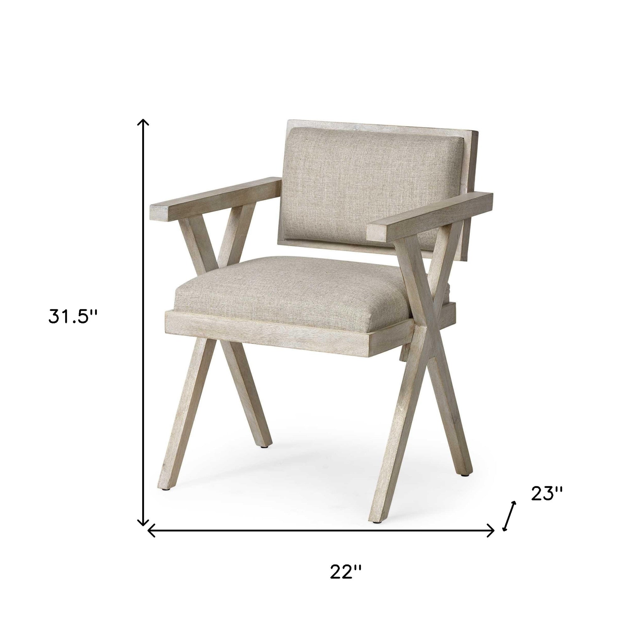 Gray Upholstered Fabric Open Back Dining Arm Chair-Dining Chairs-DECOROLALA