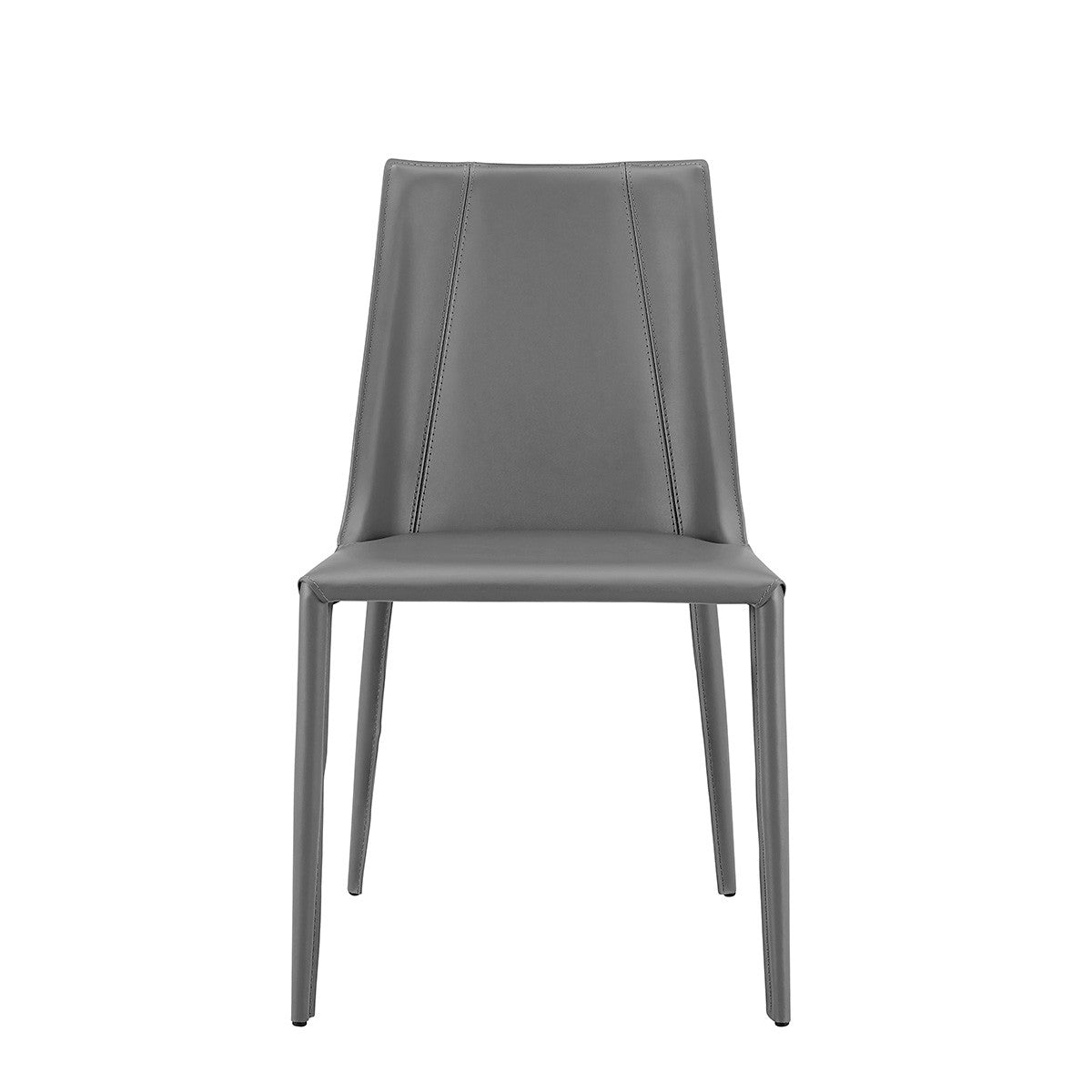 Gray Upholstered Leather Dining Side Chair-Dining Chairs-DECOROLALA