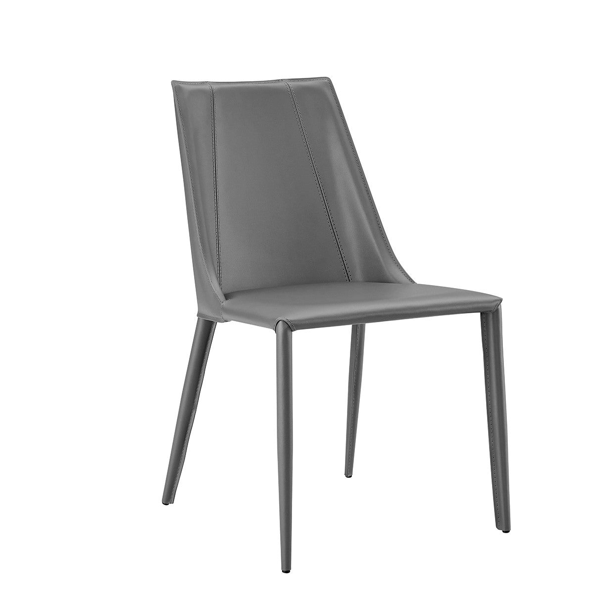 Gray Upholstered Leather Dining Side Chair-Dining Chairs-DECOROLALA