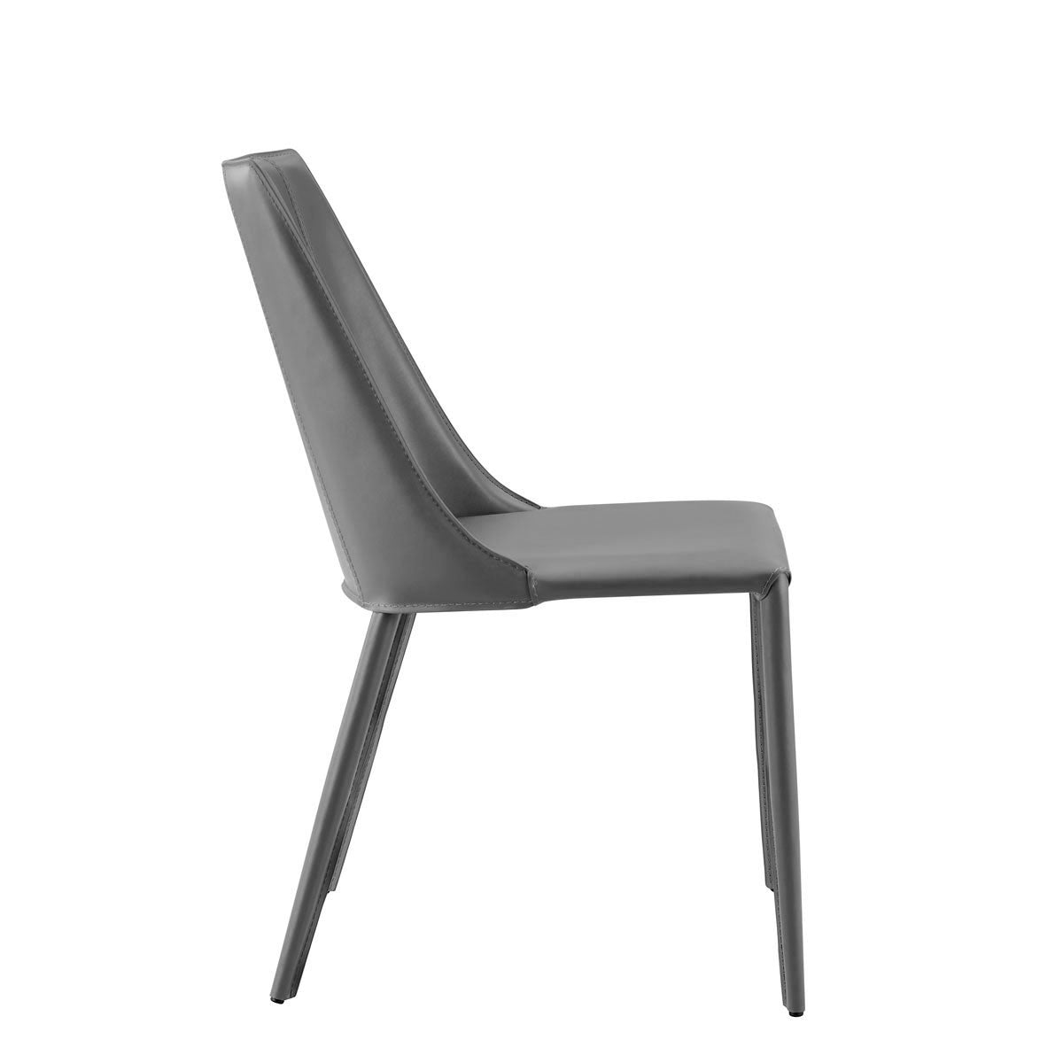 Gray Upholstered Leather Dining Side Chair-Dining Chairs-DECOROLALA