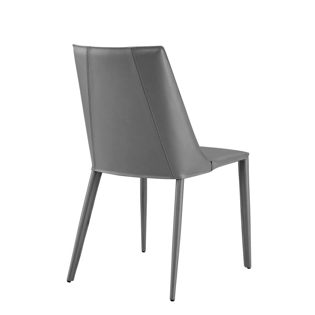 Gray Upholstered Leather Dining Side Chair-Dining Chairs-DECOROLALA