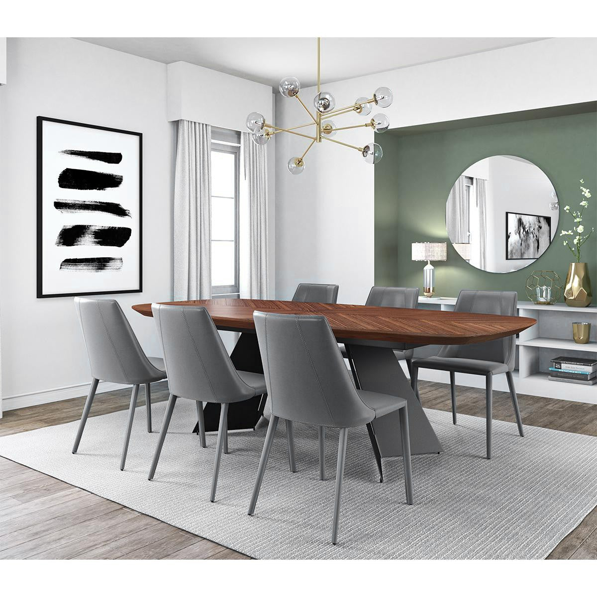 Gray Upholstered Leather Dining Side Chair-Dining Chairs-DECOROLALA