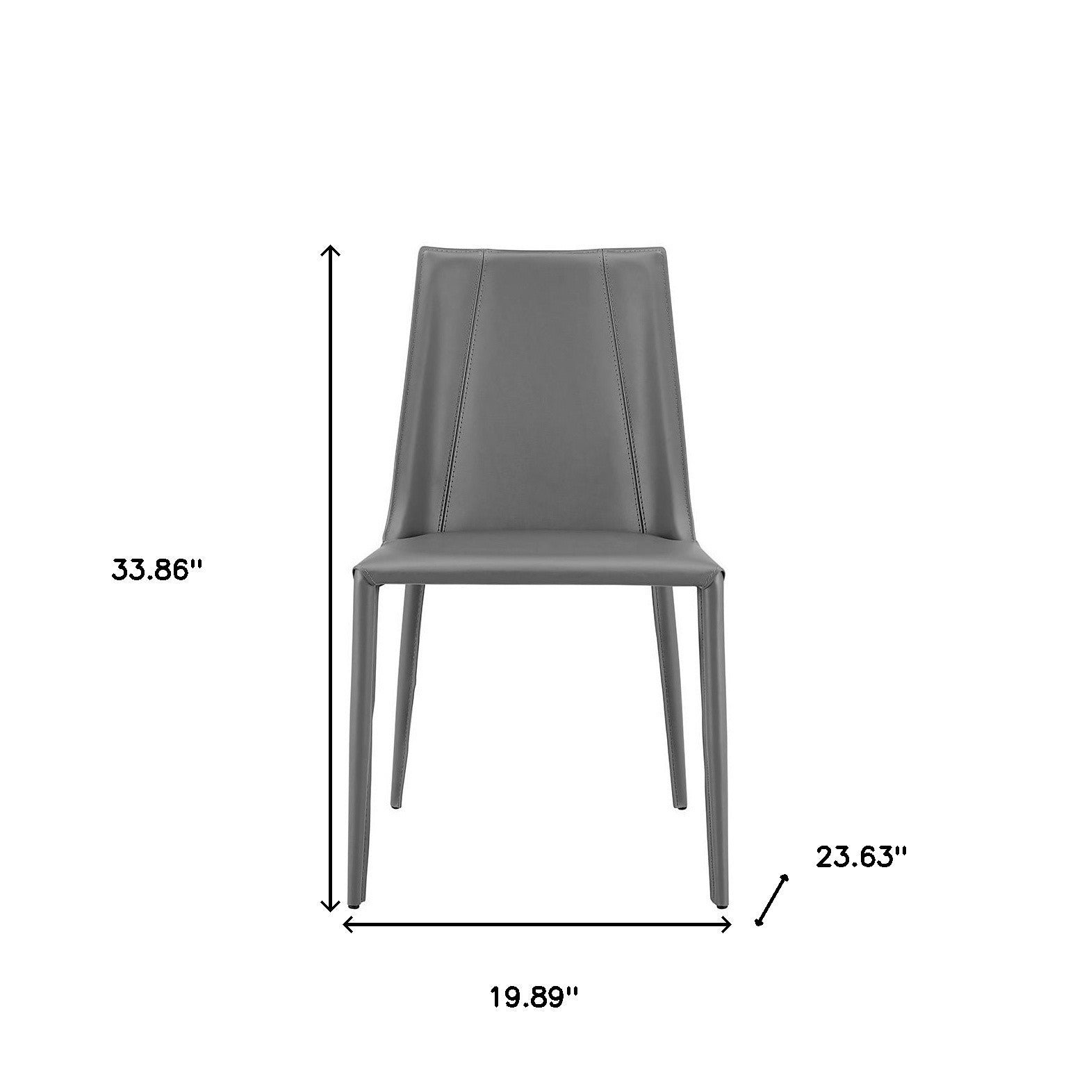 Gray Upholstered Leather Dining Side Chair-Dining Chairs-DECOROLALA