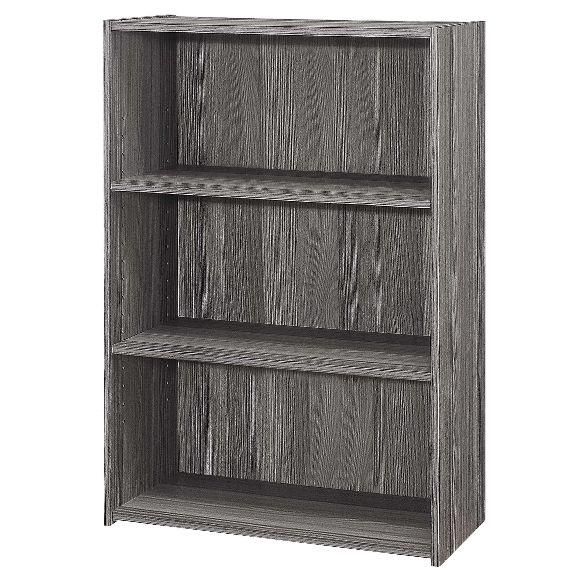 Gray Wood Adjustable Three Tier Bookcase-Bookcases-DECOROLALA