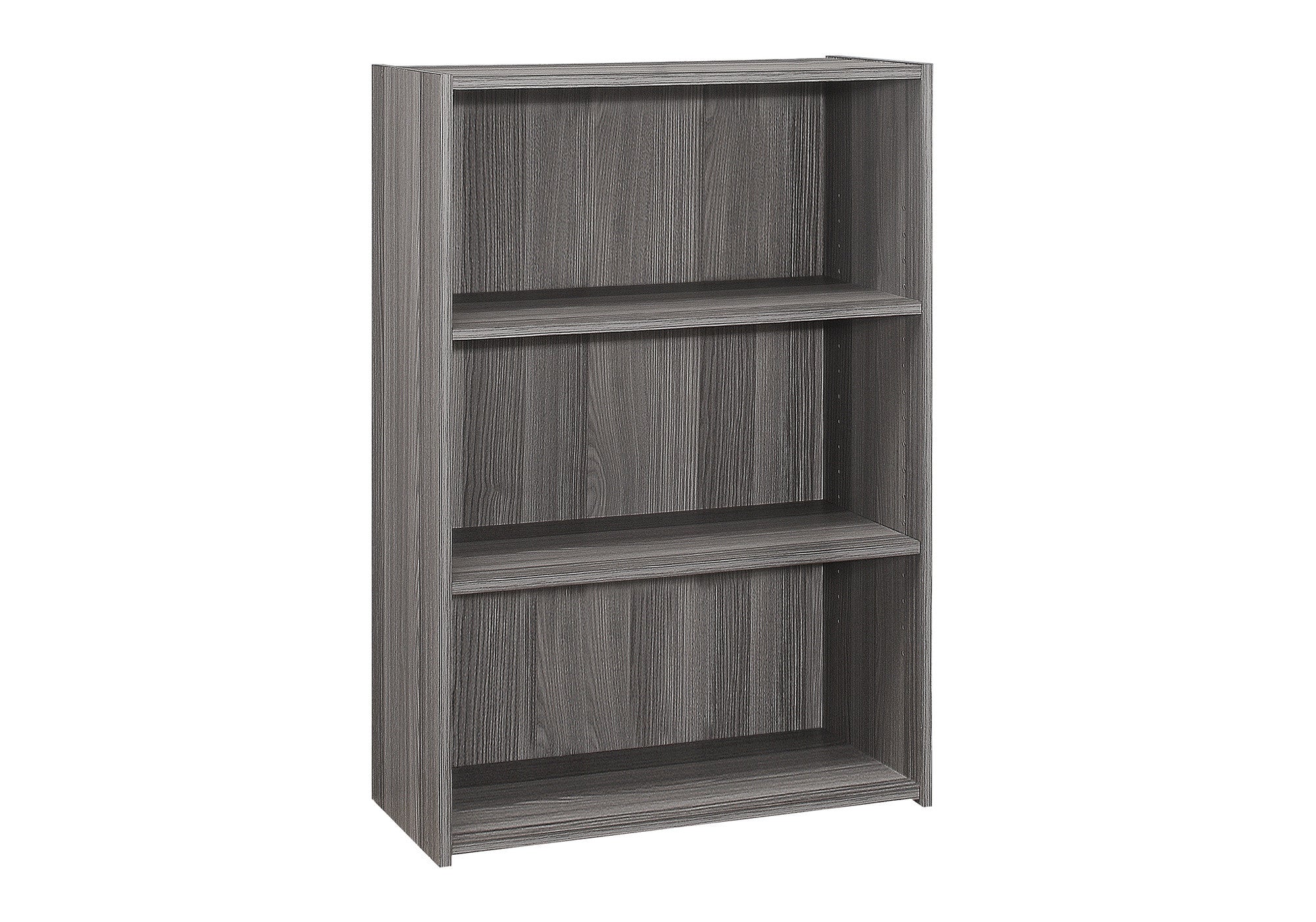 Gray Wood Adjustable Three Tier Bookcase-Bookcases-DECOROLALA