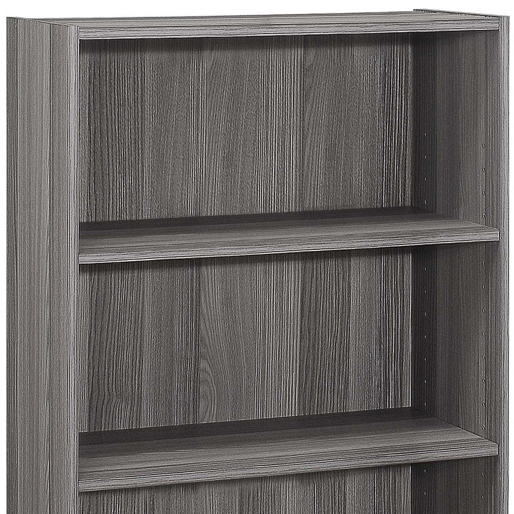 Gray Wood Adjustable Three Tier Bookcase-Bookcases-DECOROLALA