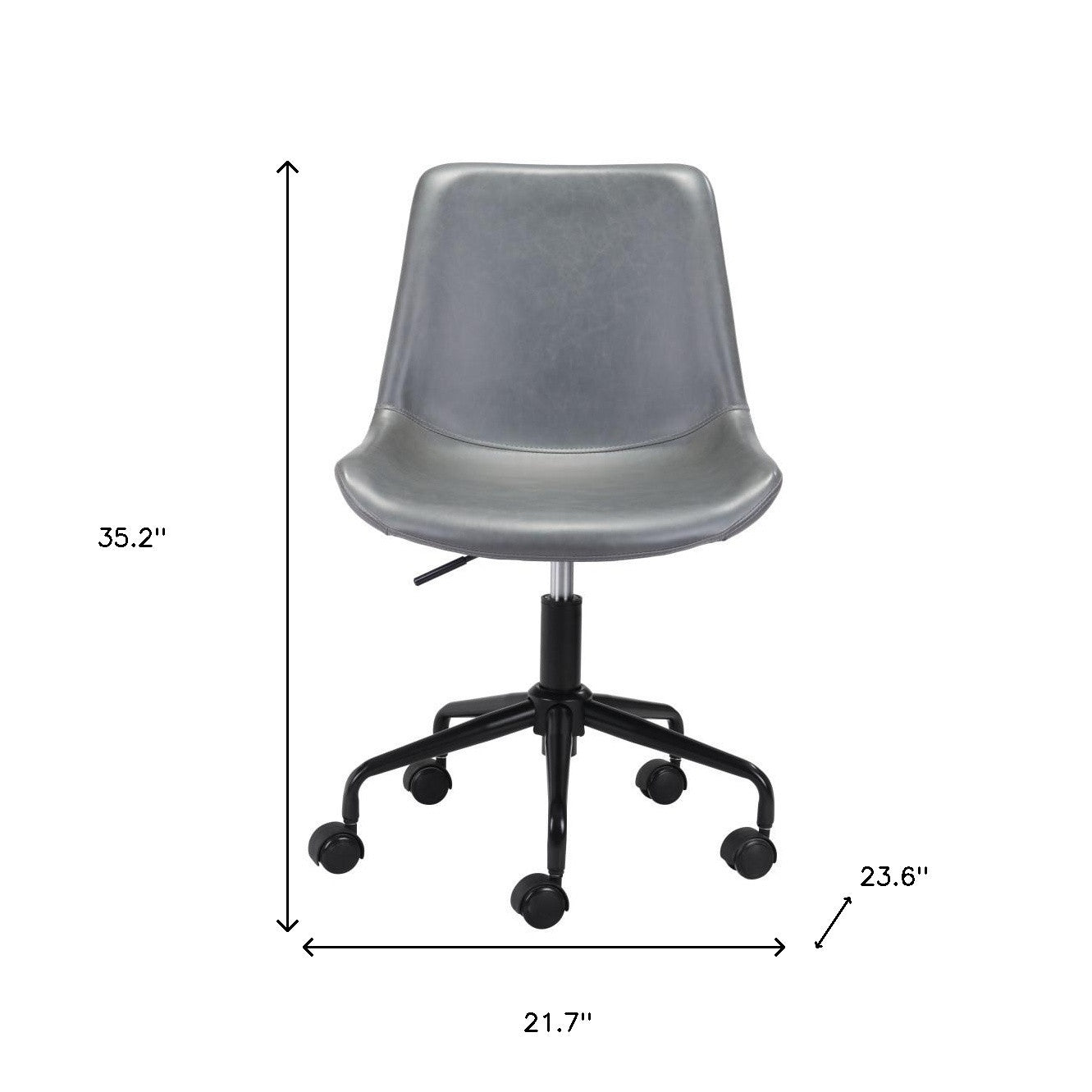 Gray and Black Adjustable Swivel Faux Leather Rolling Office Chair-Office Chairs-DECOROLALA