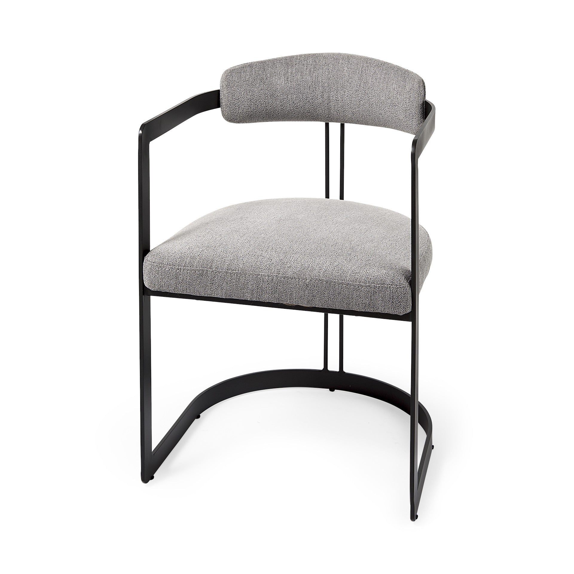 Gray and Black Upholstered Dining Arm Chair-Dining Chairs-DECOROLALA