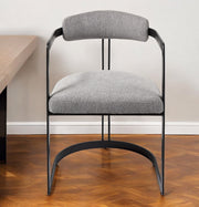 Gray and Black Upholstered Dining Arm Chair-Dining Chairs-DECOROLALA