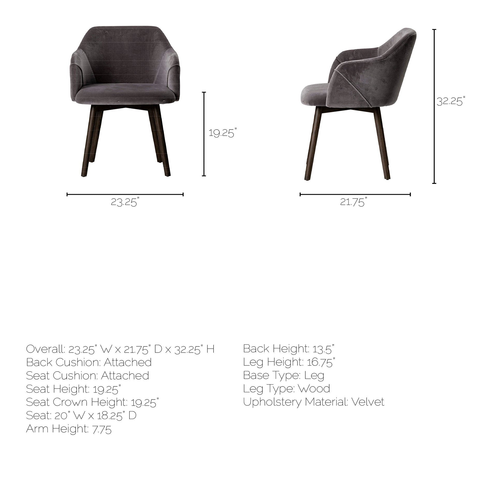 Gray and Black Upholstered Fabric Dining Arm Chair-Dining Chairs-DECOROLALA