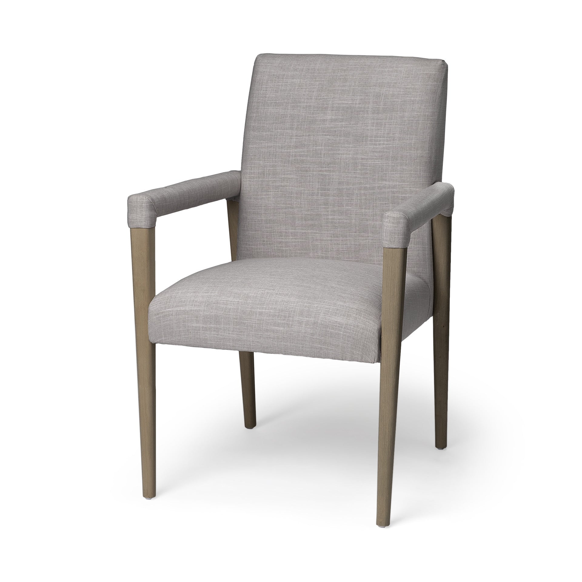 Gray and Brown Upholstered Fabric King Louis Back Dining Arm Chair-Dining Chairs-DECOROLALA