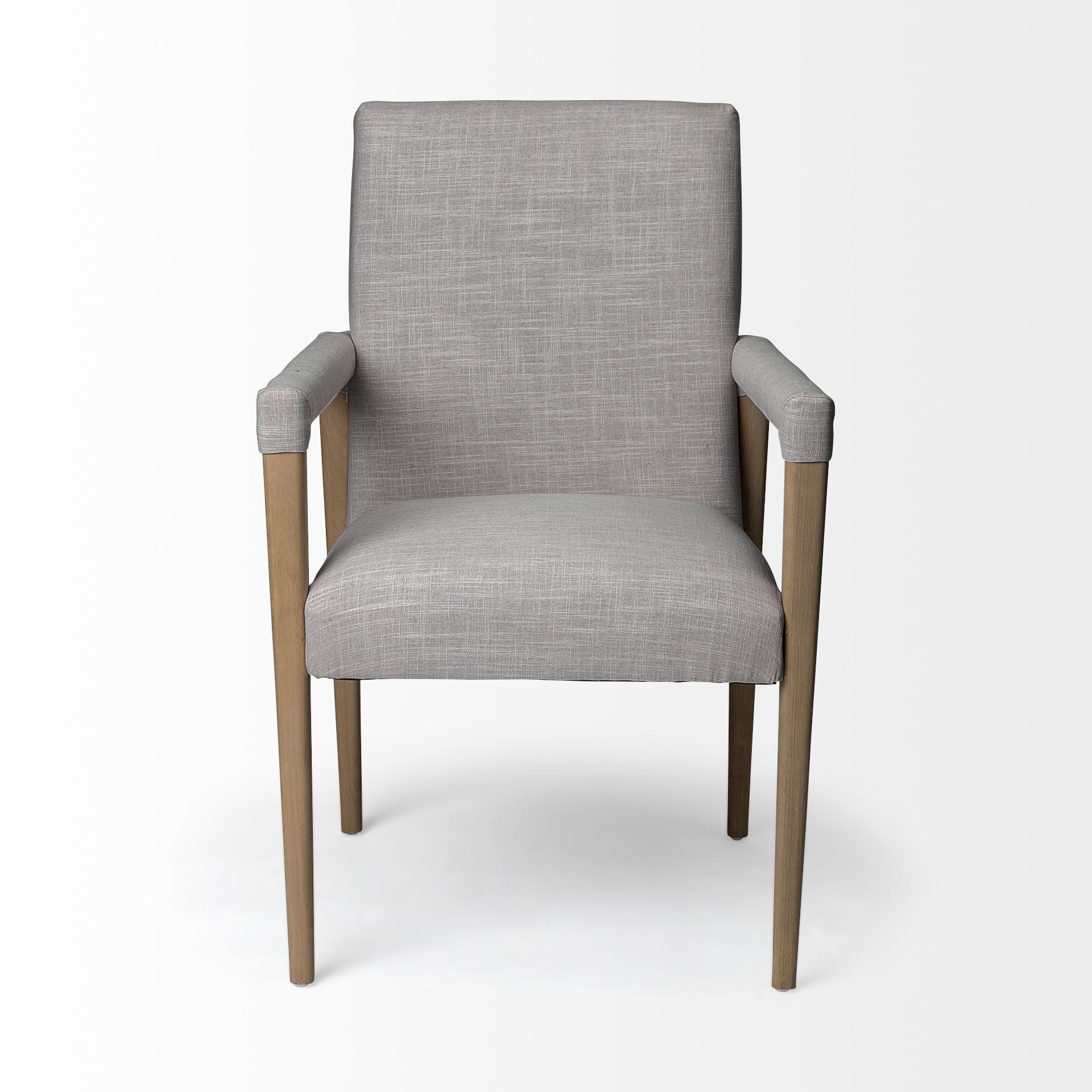 Gray and Brown Upholstered Fabric King Louis Back Dining Arm Chair-Dining Chairs-DECOROLALA