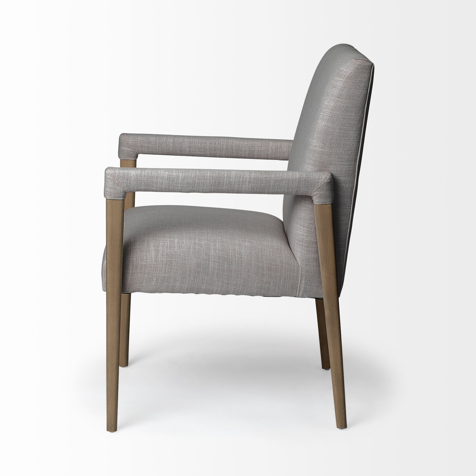 Gray and Brown Upholstered Fabric King Louis Back Dining Arm Chair-Dining Chairs-DECOROLALA