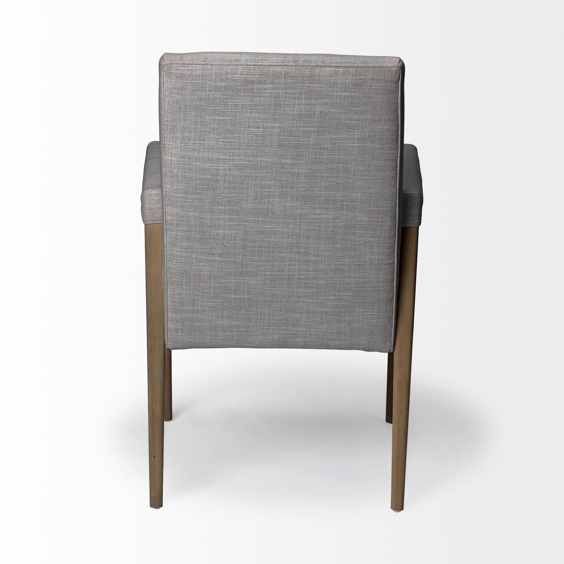 Gray and Brown Upholstered Fabric King Louis Back Dining Arm Chair-Dining Chairs-DECOROLALA