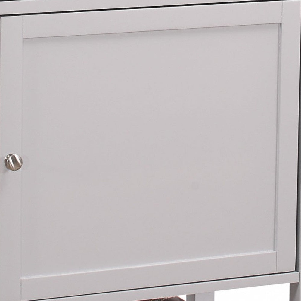 Gray and Natural 25" Rolling Kitchen Cart With Storage-Kitchen Carts-Islands-DECOROLALA