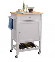 Gray and Natural 25" Rolling Kitchen Cart With Storage-Kitchen Carts-Islands-DECOROLALA
