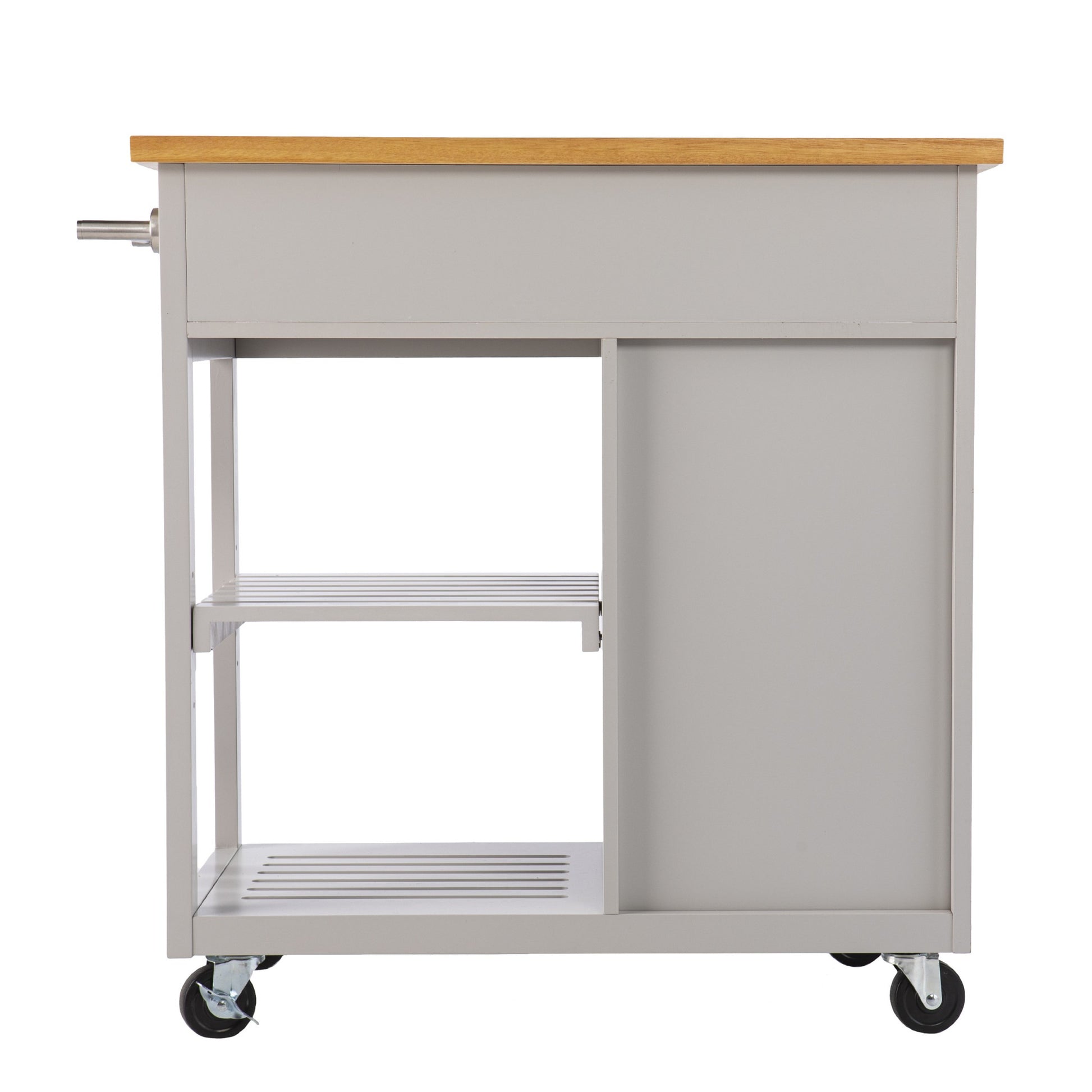 Gray and Natural 35" Rolling Kitchen Island With Storage-Kitchen Carts-Islands-DECOROLALA