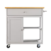 Gray and Natural 35" Rolling Kitchen Island With Storage-Kitchen Carts-Islands-DECOROLALA