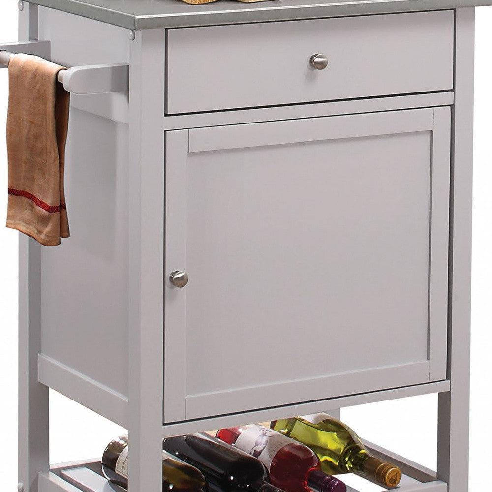 Gray and Silver 25" Rolling Kitchen Cart With Storage-Kitchen Carts-Islands-DECOROLALA
