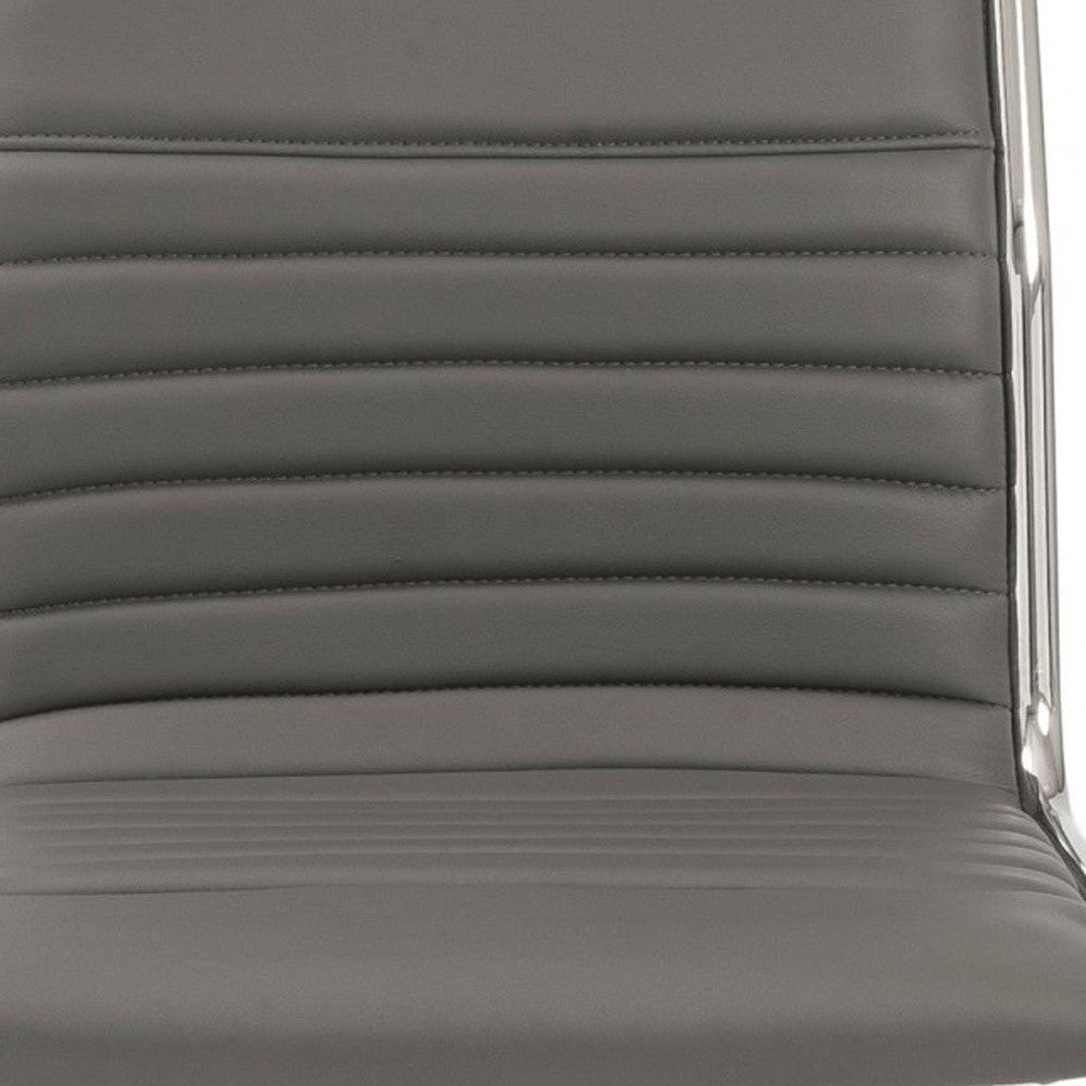 Gray and Silver Adjustable Swivel Faux Leather Rolling Conference Office Chair-Office Chairs-DECOROLALA