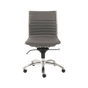 Gray and Silver Adjustable Swivel Faux Leather Rolling Conference Office Chair-Office Chairs-DECOROLALA
