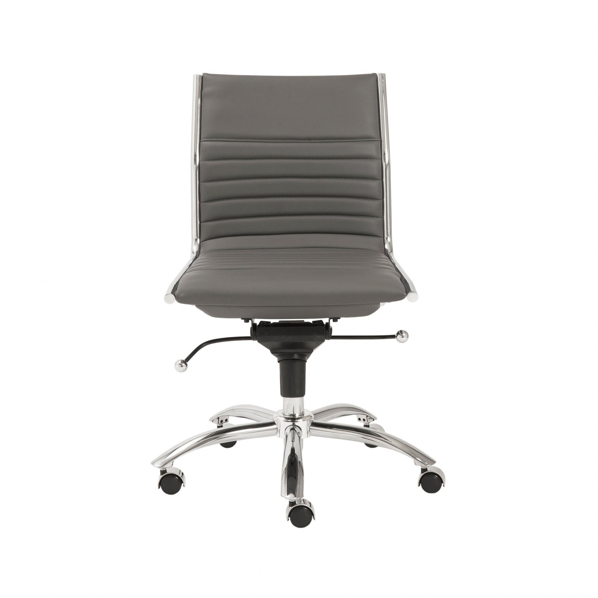 Gray and Silver Adjustable Swivel Faux Leather Rolling Conference Office Chair-Office Chairs-DECOROLALA