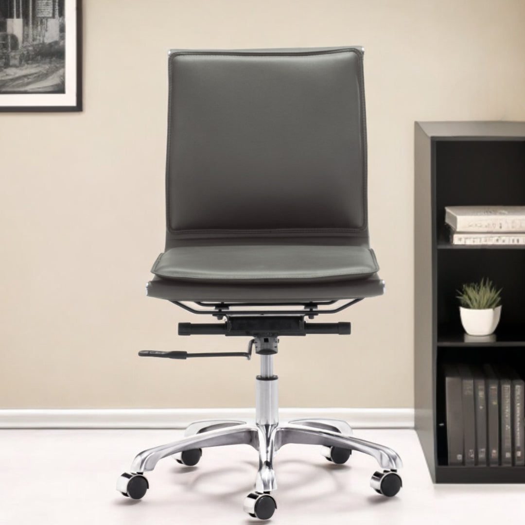 Gray and Silver Adjustable Swivel Faux Leather Rolling Executive Office Chair-Office Chairs-DECOROLALA