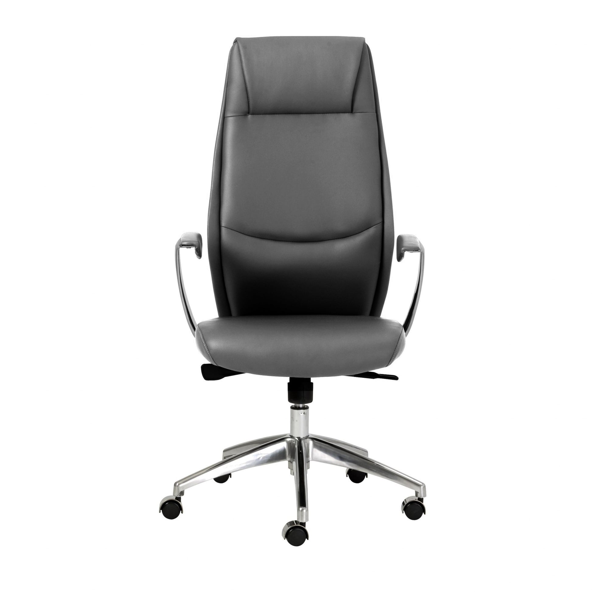 Gray and Silver Adjustable Swivel Faux Leather Rolling Executive Office Chair-Office Chairs-DECOROLALA