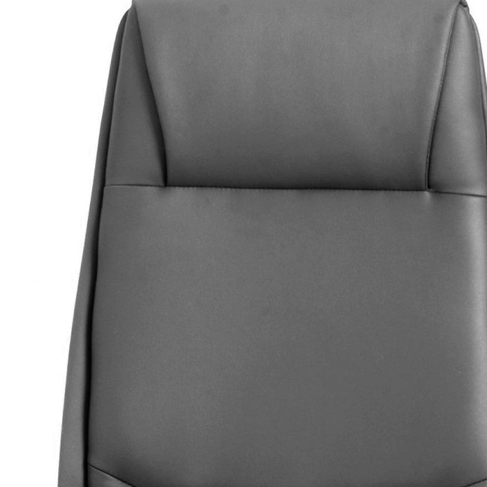 Gray and Silver Adjustable Swivel Faux Leather Rolling Executive Office Chair-Office Chairs-DECOROLALA
