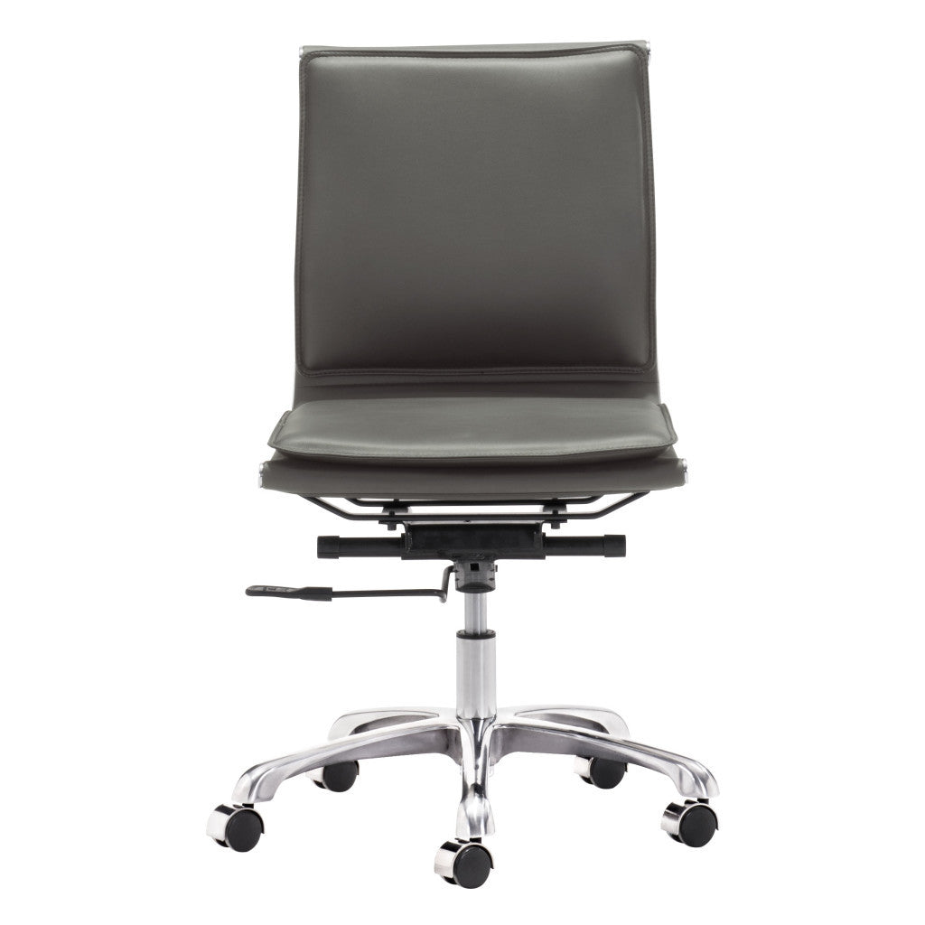 Gray and Silver Adjustable Swivel Faux Leather Rolling Executive Office Chair-Office Chairs-DECOROLALA