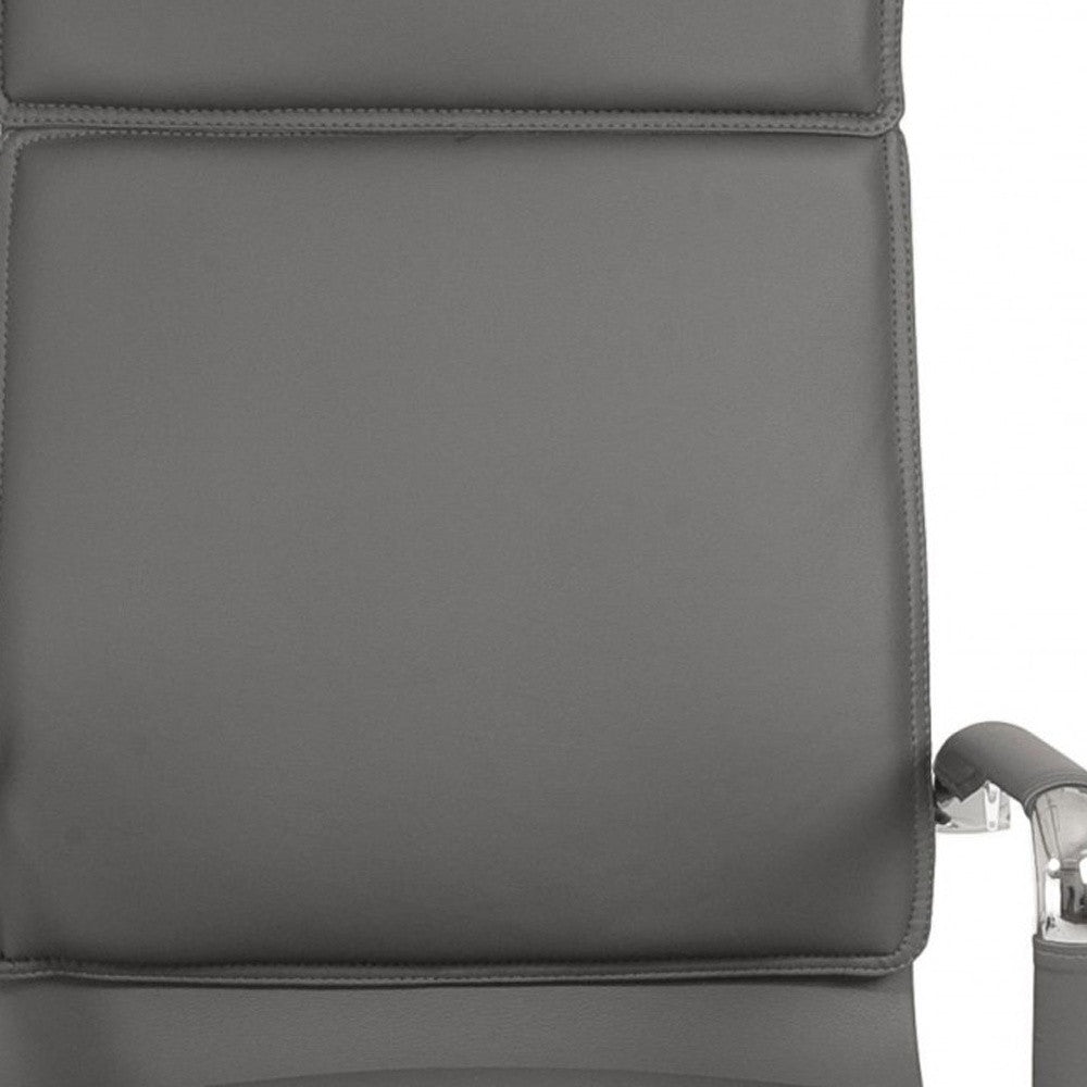 Gray and Silver Adjustable Swivel Faux Leather Rolling Executive Office Chair-Office Chairs-DECOROLALA