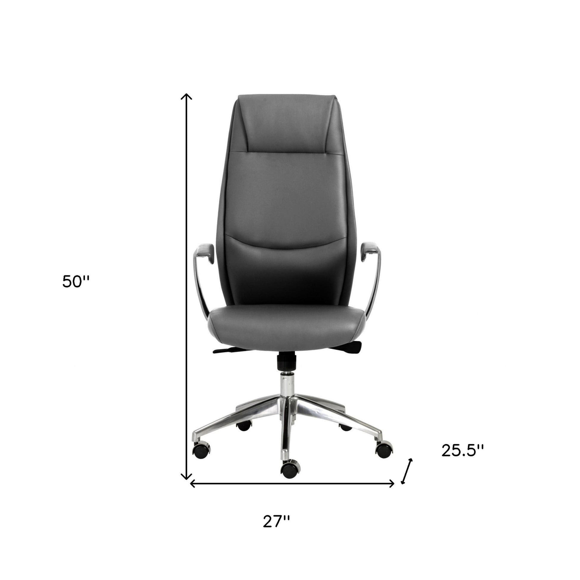 Gray and Silver Adjustable Swivel Faux Leather Rolling Executive Office Chair-Office Chairs-DECOROLALA