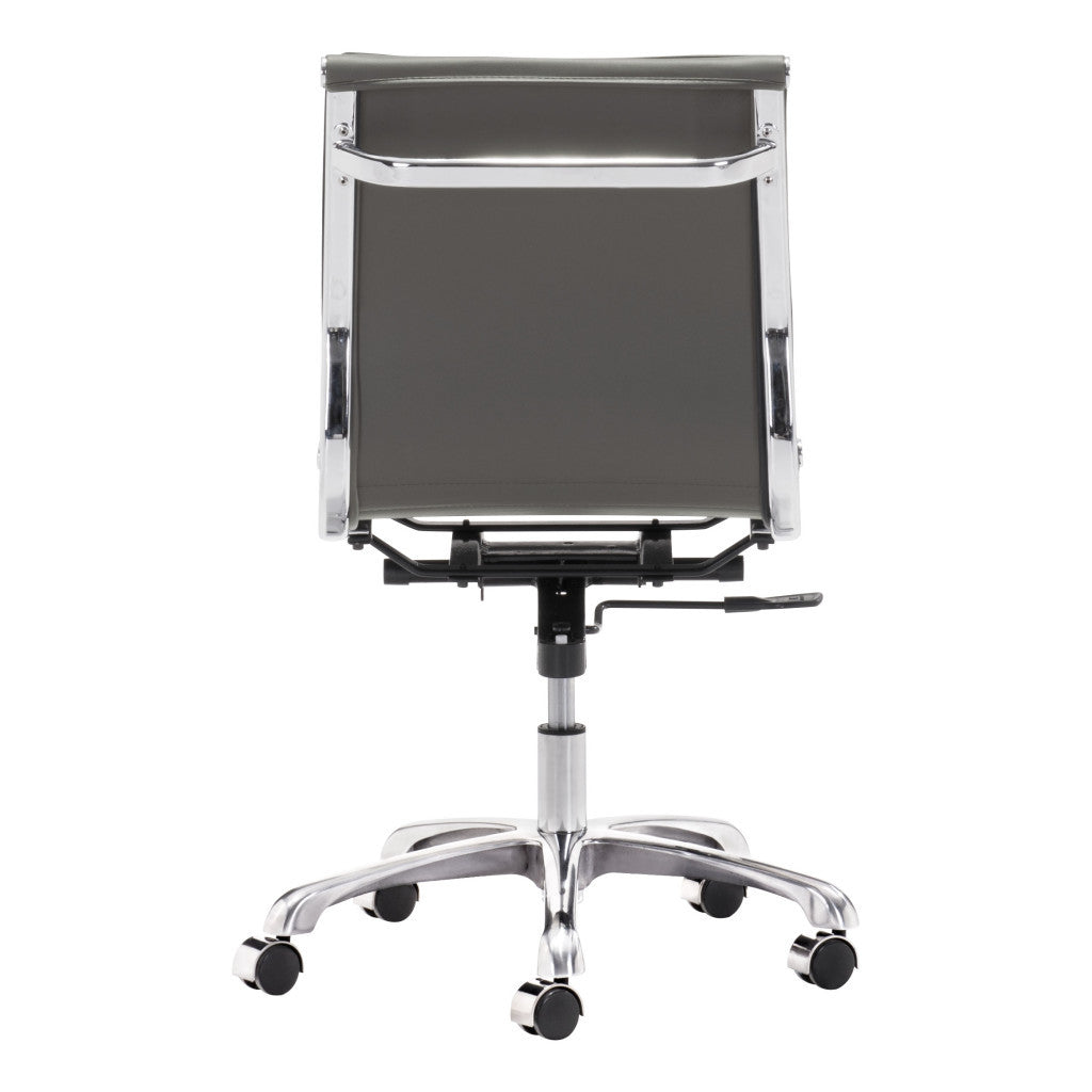 Gray and Silver Adjustable Swivel Faux Leather Rolling Executive Office Chair-Office Chairs-DECOROLALA