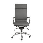 Gray and Silver Adjustable Swivel Faux Leather Rolling Executive Office Chair-Office Chairs-DECOROLALA