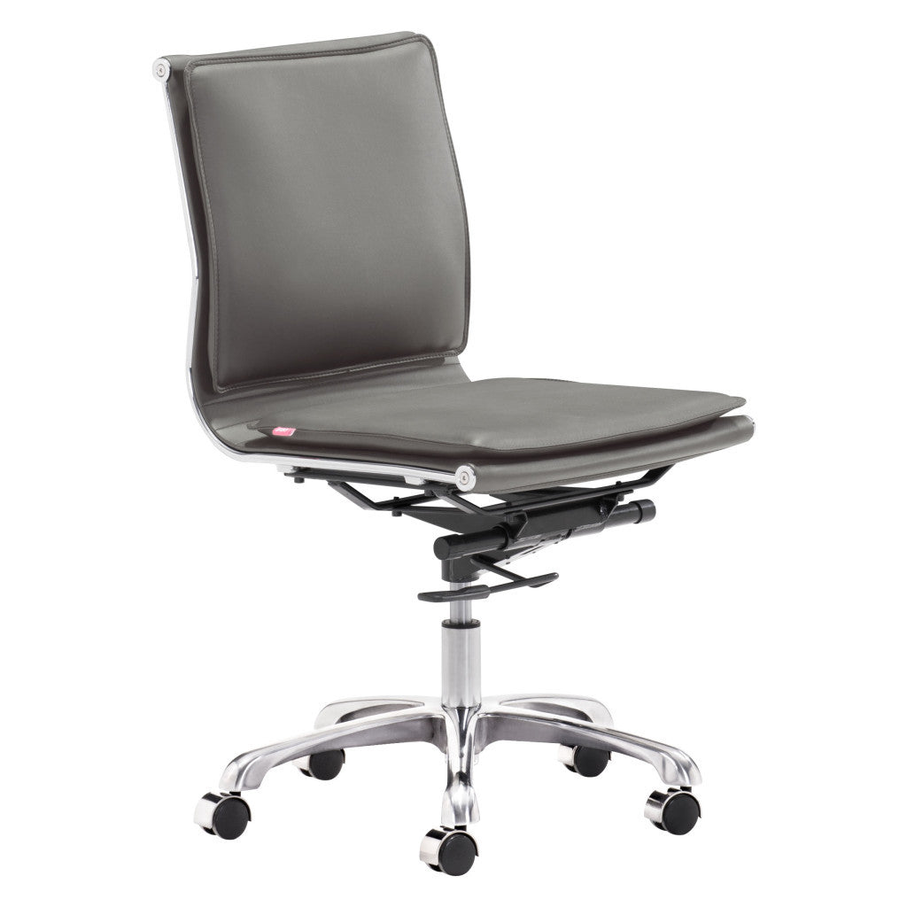 Gray and Silver Adjustable Swivel Faux Leather Rolling Executive Office Chair-Office Chairs-DECOROLALA