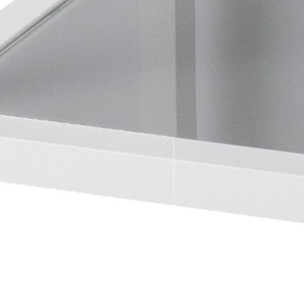 Gray and White Metal And Glass Rolling Bar Cart With Wine Storage-Bar Carts and Servers-DECOROLALA