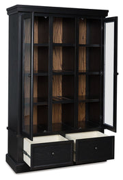 Greddinton Curio Cabinet - Black/Brown 74"H-Curio Cabinets-DECOROLALA