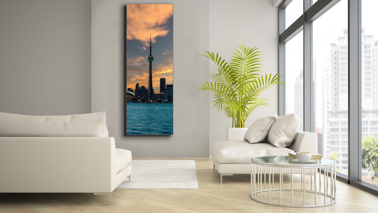 Green CN Tower Toronto Skyline Canvas Print 72x24-Wall Art-DECOROLALA